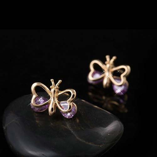 Pendientes de oro amarillo de hélice con mariposa para el día a día 3