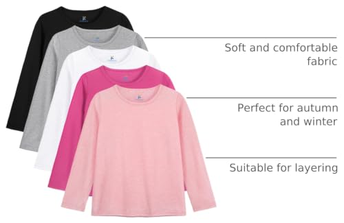 Kiiavoro 5 Pack Girls Long Sleeve Shirts Soft Crewneck Long-Sleeve T-Shirts Basic Tagless Layering Tees by Kiiavoro - Used condition - Image 2