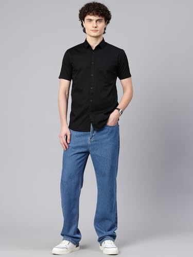 Image of Majestic Man Slim Fit Pure Cotton Half Sleeve Solid Casual Shirt