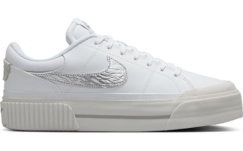 Nike Nike Court Legacy Lift DM7590 Women's Shoes, White Metallic Silver Light Bone, 6
