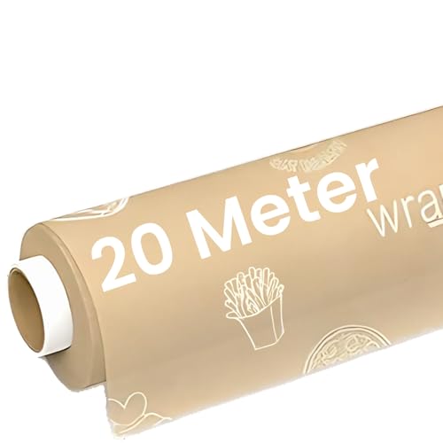 Image of WRAPLUS REDEFINING Food Wrapping Khaki Wrapping Paper I Brown and White I Food Wrapping Paper roll | Roti Wrapping Paper | Perfect for Packing and Serving Food | Roll Wrap for Food (20M Pack of 1)