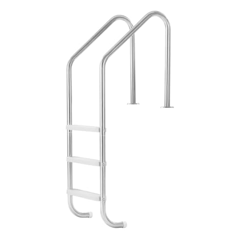 VEVOR Escalera para Piscina de 3 Peldaños Anchos hasta 120 kg, Escalera de Seguridad Antideslizante de Acero Inoxidable con Pasamanos Ergonómicos para Piscinas Enterradas y Elevadas de 121,9-137,2 cm