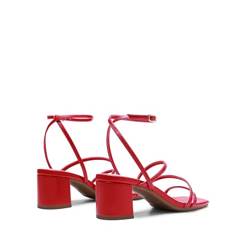 Image of DREAM PAIRS Womens Strappy Block Heel Sandals | Block Heels 2 inch Strappy Square Toe, chic strappy style,Chunky Low Heeled Sandals,for Party Wedding Evening