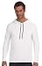 Anvil Ringspun Long-Sleeve Hooded T-Shirt, White/Dark Grey, Large
