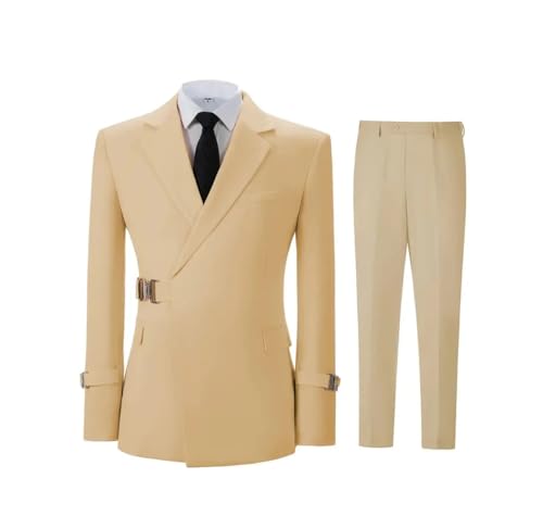 Men Solid Four Seasons 2 Pieces Suit Slim Daily Business Formal Suit