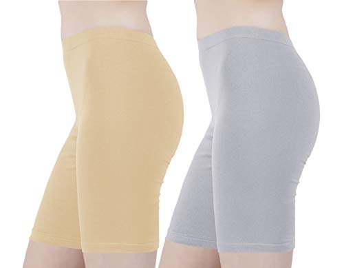 Image of Buy That Trendz Cotton Lycra Tight Fit Stretchable Cycling Shorts Womens | Shorties for Active wear /Exercise /Workout /Yoga /Gym /Cycle /Running Red Grey Combo Pack of 2