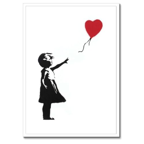 Banksy Balloon Girl poster avec cadre noir 50 x 70 cm une touche de poésie murale