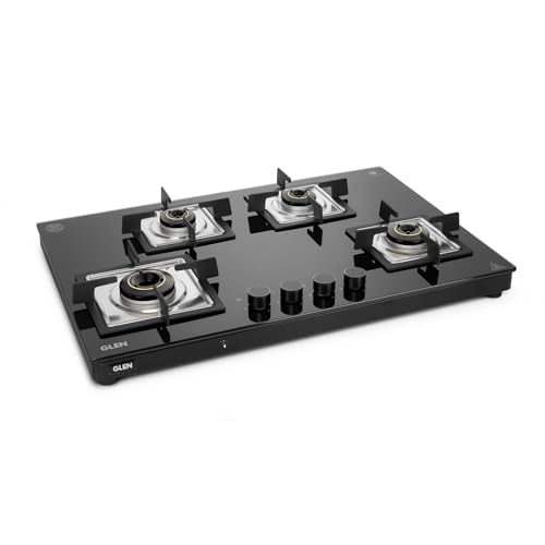 Image of Glen 4 Burner Ultra Slim Premium LPG Gas Stove | 8 MM Thick Toughened Glass Top | 1 Jumbo Forged Brass Burner | Auto Ignition | 2 Years Standard And 5 Years Glass Warranty | 1045USTNAI