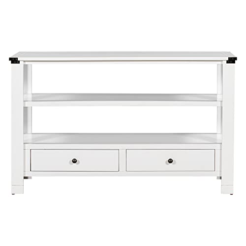 Merax Entryway Table, Modern Console Table Sofa Table For Living Room With 2 Drawers And 2 Shelves, Entryway Table For Living Room And Corridor (White) #TOP3