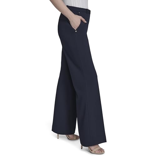 H HALSTON Women's Straight Leg Scuba Crepe Office Workwear Pant3