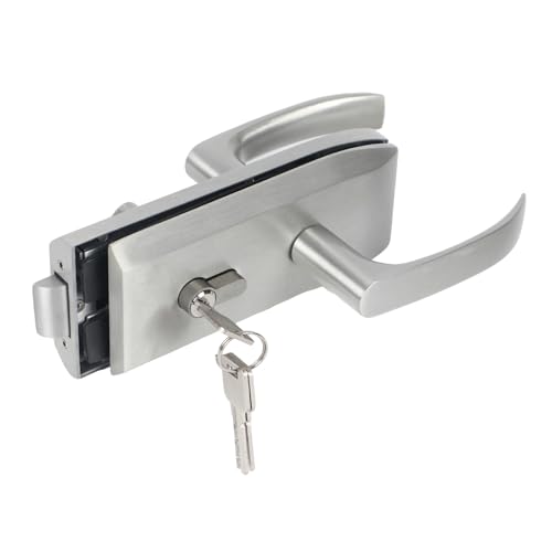Tokenhigh Serrure de porte en verre en acier inoxydable avec 3 clés - Poignée de porte avec 3 clés - Ferrure de porte en verre avec encoche pour verre, bureau, salle de bain, chambre à coucher, balcon