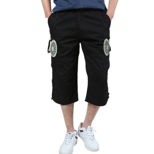 THEYOU ショートパンツ メンズ 7分丈 夏 空調作業ズボン ひんやり ファン付き 氷冷 半ズボン ハーフ カーゴパンツ 冷感 熱中症対策 (L, ブラック) - THEYOU - 商品画像