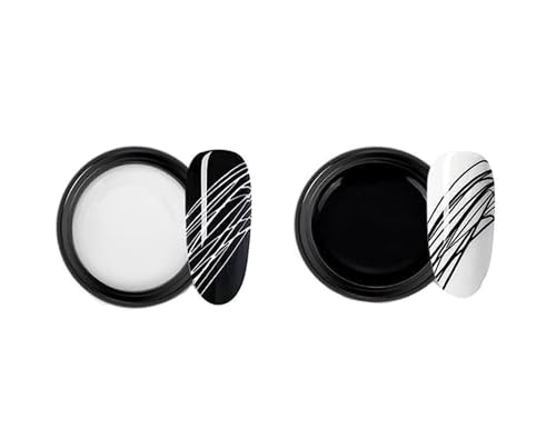 Image of 2pcs Black and White Spider Gel for Nail Art - Elastic, Easy-to-Use Nail Art Combo Set - Long-Lasting Nail Design Supplies for Creative Manicures and Nail Artistry