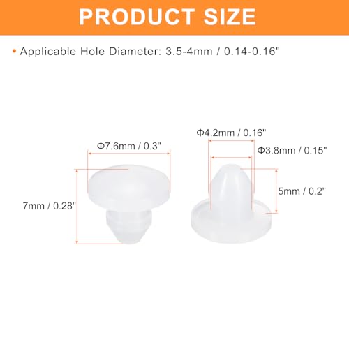 Image of uxcell 28Pcs Silicone Plugs, Rubber Round Snap in Locking Hole Plugs for 3.5-4mm Hole, Hole Stoppers Waterproof Hole Plug for Metal Tube, Furniture End Caps Inserts, Translucent