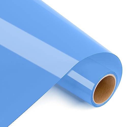 Prime Vinyl Heat Transfer Vinyl 12 x 4ft Iron On Vinyl for T-Shirts, Sky Blue HTV for all Cutting Machines, Heat Press Vinyl for Clothes, Hats, Pants, Other Fabrics