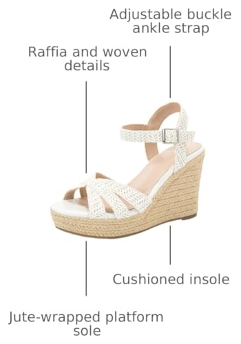Image of Women's Wedge Platform Sandals - Stylish Raffia Woven Espadrilles Summer Sandals Women's Open Toe Buckle Ankle Wedge Heels
