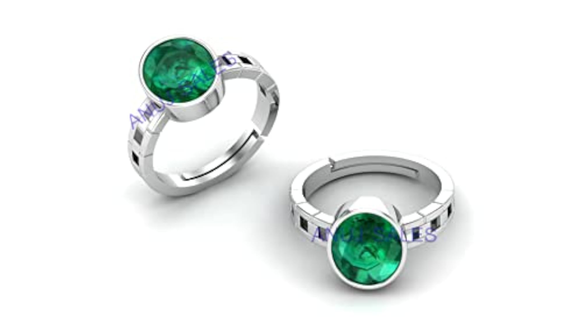 15.00 Ratti Natural Emerald Silver Plated Adjustable Ring
