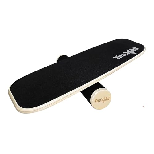 Yes4All Unisex-Erwachsene Y5G8 Balance Board Trainer Holz mit verstellbaren Stoppern-3 Verschiedene Distanzoptionen 11, 16 und 22 Zoll, A. Volles Schwarz