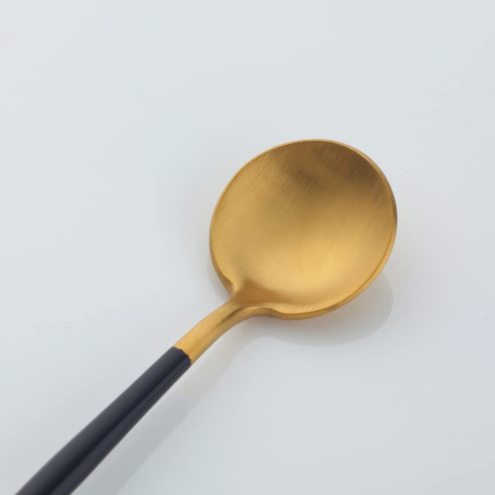 YDware 20 Stück Besteck Schwarzes Gold Matt, 20 Stück Titanium Schwarzes Gold Plated Besteck Set, Besteck Set Schwarzes Gold Service für 5.