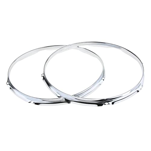 Generic Pair of Cast Rim for 14 Inch Snare Drum Instrument, Silver, 8 Hole