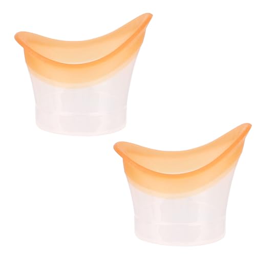 Gosknor 2pcs Eye Wash Cup Reusable Silicone Eye Bath Cup for Quick Eyewash Rinse & Relief Portable Flush Pods Kit Bottle Solution for Cleaning Dust Makeup Irritants Home & Travel Tools (Orange)