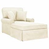 vidaXL Chaise Lounge mit Rock Creme 91 x 157 x 91 cm Rippenstoff, Wohnzimmer, rechteckig, modern, langlebig, Einrichtungsideen für Komfort und Stil, für jeden zeitgenössischen Raum