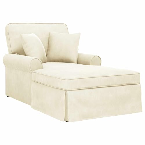 vidaXL Chaise Lounge mit Rock Creme 91 x 157 x 91 cm Rippenstoff, Wohnzimmer, rechteckig, modern, langlebig, Einrichtungsideen für Komfort und Stil, für jeden zeitgenössischen Raum