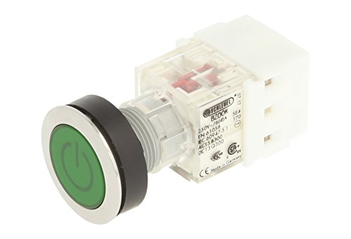 Schlegel 23.000.775 Push Button Stainless Steel, Green Button Cap, Label Symbol On/Off, Push Contact Sensor 2 Openers, Screw Connection