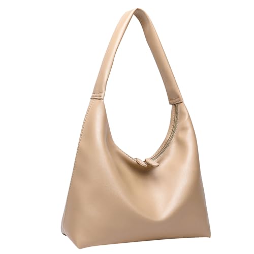 Bolso hobo de cuero sintético suave con doble cremallera, ligero para mujer, 9,84" x 4,33" x 10,63", 0,70 lb, con bolsillos interiores con cremallera, ideal para uso diario, trabajo y viajes miniatura 1