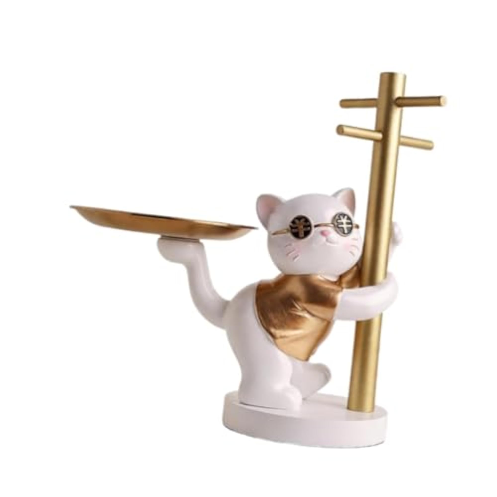 Cat Key Tray for Entryway Table, Decorative Cat Statue
