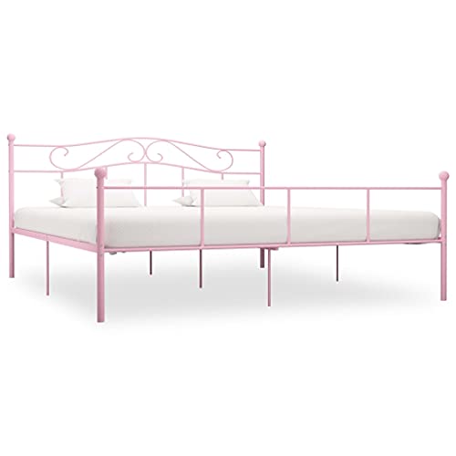 Higsose Estructura de Cama de Metal Cama Metal Maciza Cama Individual Cama de Metal Estructura Cama Muebles de Cama Elegante Design Cama Mueble Base de Cama Base Cama Bed Frame Rosa 200x200 cm