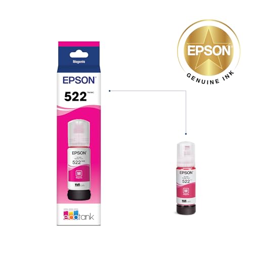 Image of Epson 522 EcoTank Ink Ultra-high Capacity Bottle Magenta (T522320-S) Works with ET-2400, 2720, 2800, 2803, 2840, 4700, 4800, 4810