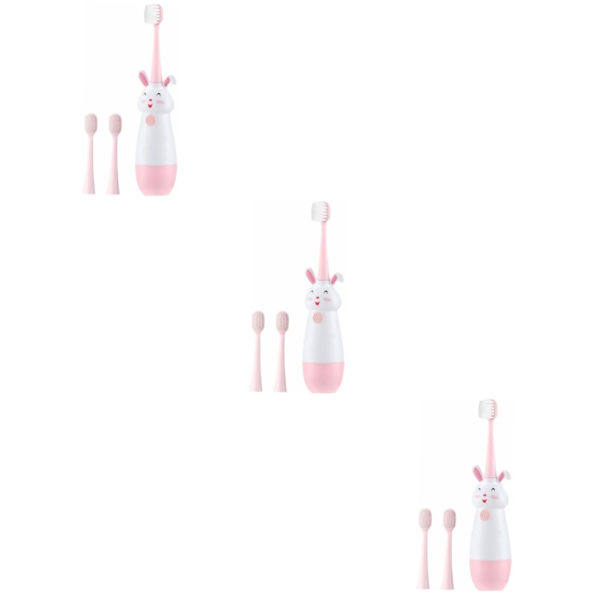 PartyKindom 3sets Spazzolino Elettrico Per Ragazzo Ragazza Forma Di Cartone Animato Completo Con Testine Sostituibili Manico Antiscivolo e Design Rosa Spazzolino Sicuro e Facile Da Impugnare