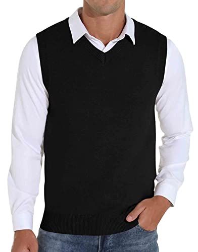 Sailwind Men's Wool Blend Knit V-Neck Sweater Vest Sleeveless Pullover2