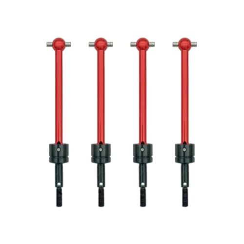 For Tamiya DT03 For TT02B For TT-02B 用 4個 ハードレススチールドライブシャフト CVD 64mm RCカーアップグレードパーツアクセサリー RCアップグレードスペア(Red)