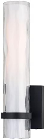 VAXCEL Vilo 1-Light 4.25 inch Wide Oil Rubbed Bronze Contemporary Bathroom Vanity Lighting Fixture, Outer Clear Water, Inner White Frosted Opal Glass Shade, Dimmable LED Compatible Wall Mounted Sconce