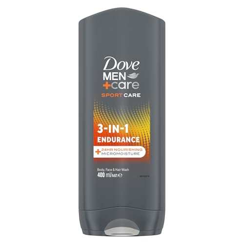 Image of Dove Men+Care Sport Care Endurance 3-in-1 Hair, Face and Body Wash Body Cleanser shower gel with 24 hour nourishing MicroMoisture technology for invigorated and re-energised skin 6x 400 ml