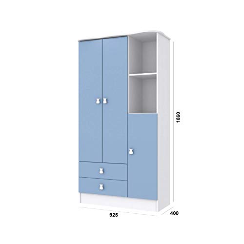 Quarto de Bebê Completo MadeiraMadeira com Guarda Roupa e Cômoda 376990 Azul