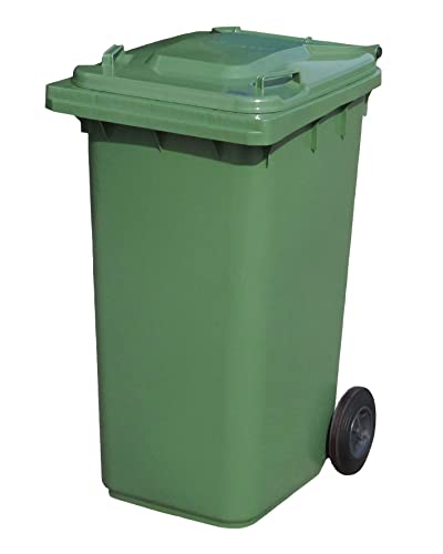 BritishBins Green 240 ltr Wheelie Bin - Standard Size Household Wheelie Bin (For Many Councils) - Tough & Durable - For All Your Outdoor Rubbish & Recycling - EN840 Certified & Tested