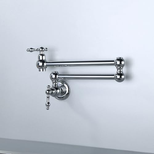 Robinet mural de cuisine pliant chrome avec double poignée de réglage