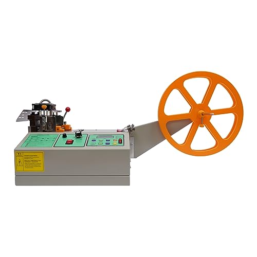 Hot and Cold Tape Cutting Machine, Automatic 280W 110V 110mm Width Digital Webbing Cutter Electric Tape Dispenser Ribbon Belt Fabric Braided Cutting Machine for Nylon Plastic
