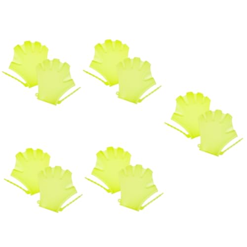 Sosoport 10pcs Swim Gloves for Water Resistance Training Hand Covers for Upper Body Workout Unisex Diving Auxiliary Mittens for Beginners Fluorescent