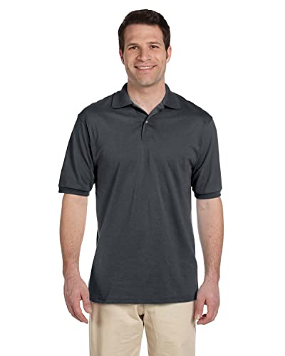 Jerzees mens Spot Shield Short Sleeve Sport Polo Shirt, Charcoal Grey, Large US