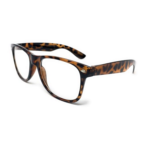 Image of WS UK Adults Clear Lens Glasses - Unisex with UV400 Protection (Tortoise)