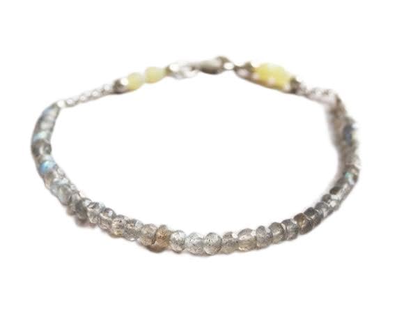 Bracelet labradorite 3mm anti-ternissement avec fermoir argenté robuste unisexe