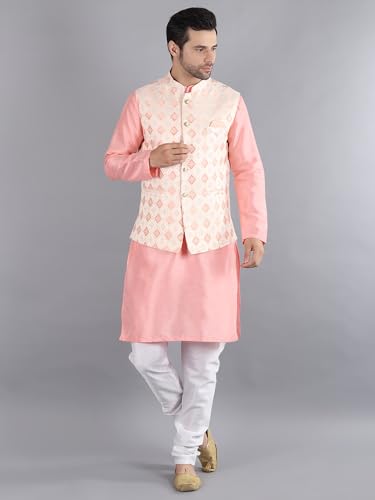 Image of Uri and MacKenzie Men's Silk Blend Kurta Pajama with Designer Ethnic Nehru Jacket /Modi Jacket