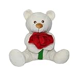 【🧸 DESCRIPCIÓN🧸 】Oso de Peluche Blanco con Rosa grande Roja de 30cm. Ideal para regalar a esa persona especial en Sant Valentine