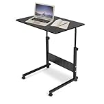 Youyijia Height Adjustable Mobile Table 40x60-(67-80) cm Height Adjustable Laptop Table Workstation Laptop Overbed Multi Table with Metal Frame & Rolling Castors - Black