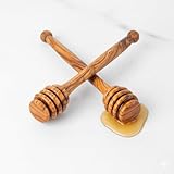 ARTISANAL: Bâton à miel fait main en bois d'olivier authentique, chaque pièce présente des motifs de grain uniques et naturels