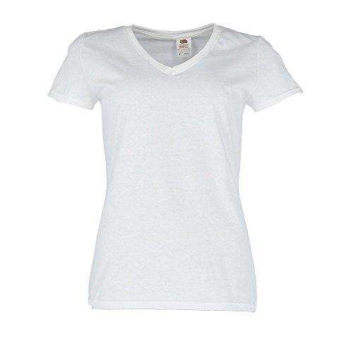 Ladies' 5 oz. HD Cotton V-Neck T-Shirt (WHITE - WHITE L)